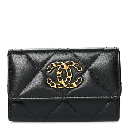 Chanel Lambskin Quilted Chanel 19 Flap Card Holder Black 1 of 9