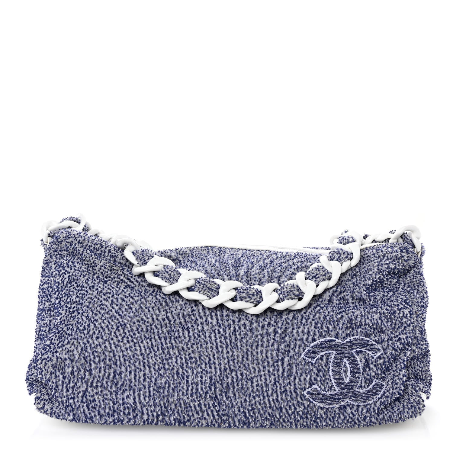 Chanel Terry Cotton Resin Chain Fizzy Hobo Blue White 1 of 12