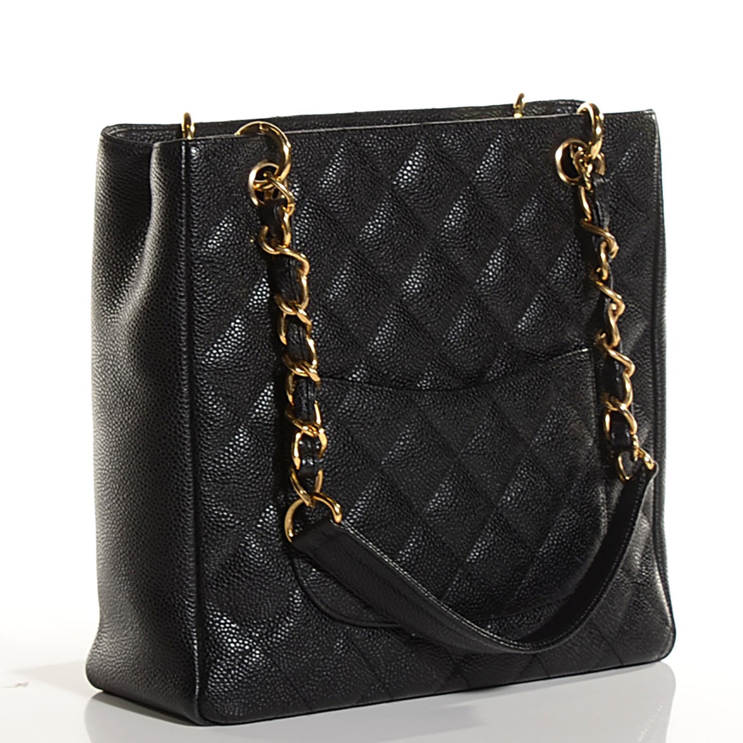 Caviar Quilted Petit Shopping Tote PST Black