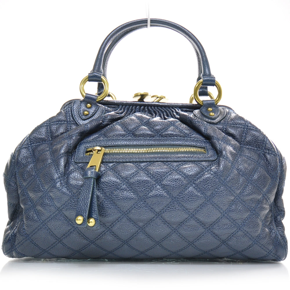 Quilted Leather Stam Petrol Blue