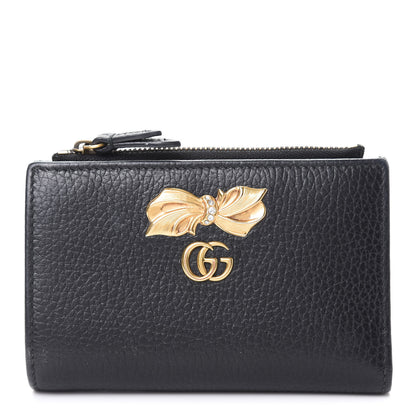 Gucci Calfskin GG Marmont Bow Flap Wallet Black 1 of 8