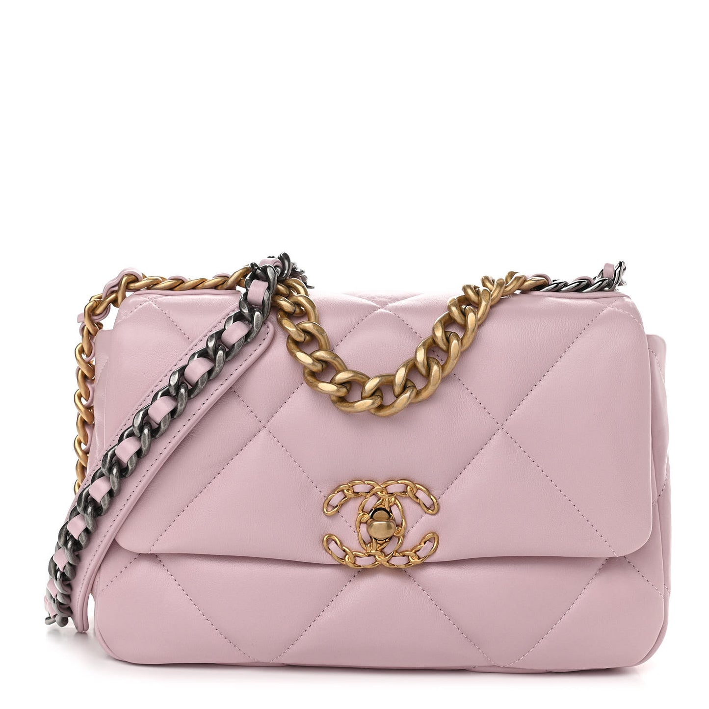 Lambskin Quilted Medium Chanel 19 Flap Light Pink