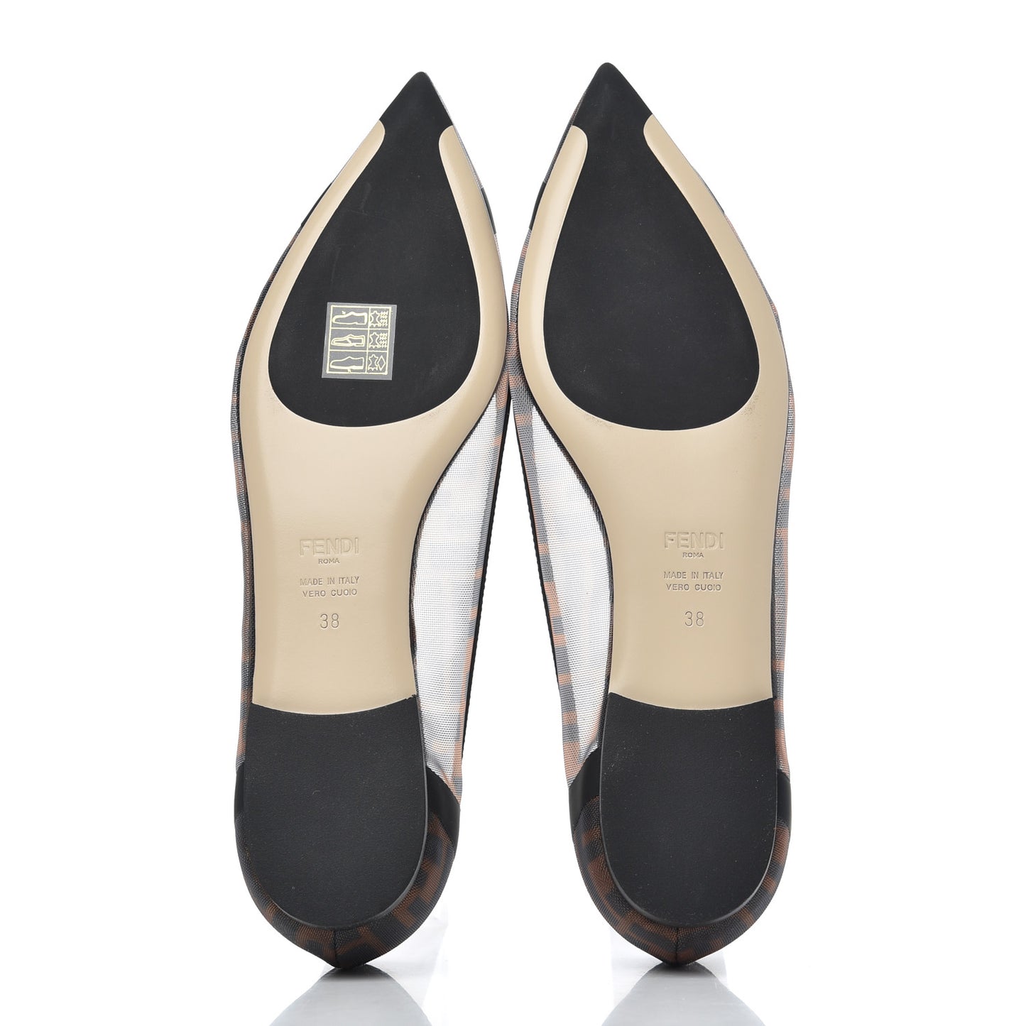 Mesh FF Skimmer Ballerina Flats 38 Tobacco Moro Black