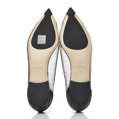 Fendi Mesh FF Skimmer Ballerina Flats 38 Tobacco Moro Black 5 of 12