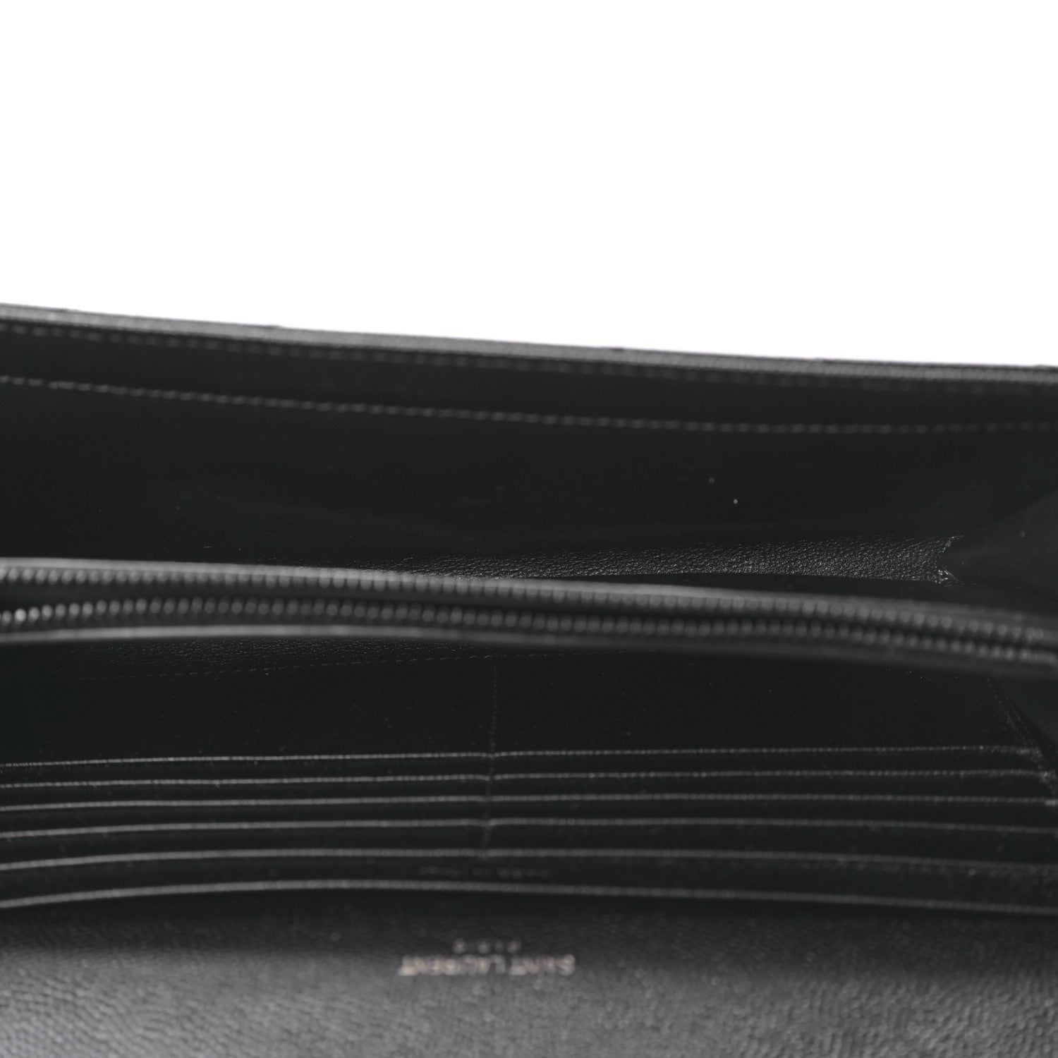 Saint Laurent Grain De Poudre Matelasse Chevron Monogram Monochrome Chain Wallet Black 5 of 8