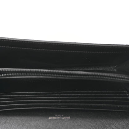 Saint Laurent Grain De Poudre Matelasse Chevron Monogram Monochrome Chain Wallet Black 5 of 8