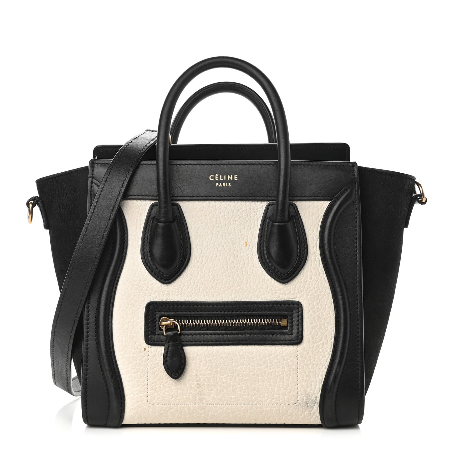 Bullhide Calfskin Nubuck Bi-Color Nano Luggage Black White