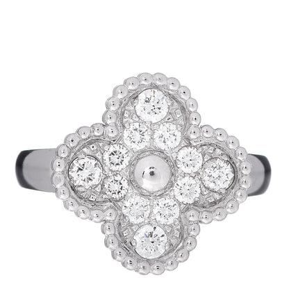 Van Cleef & Arpels 18K White Gold Diamond Vintage Alhambra Ring 51 5.75 1 of 5
