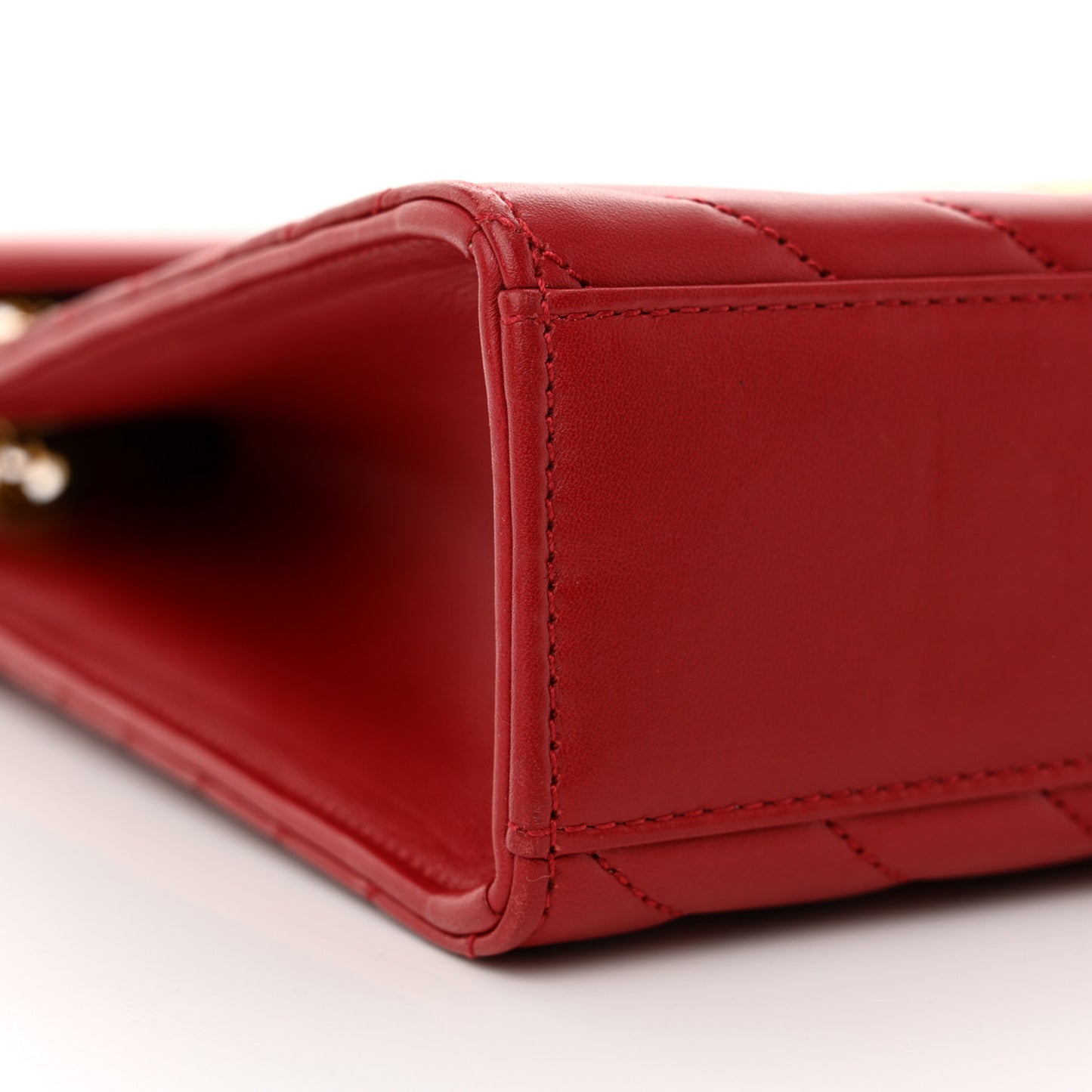 Grain De Poudre Matelasse Chevron Large Monogram Satchel Lipstick Red
