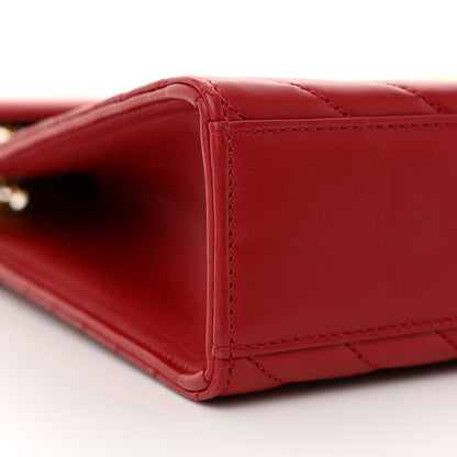 Saint Laurent Grain De Poudre Matelasse Chevron Large Monogram Satchel Lipstick Red 9 of 15