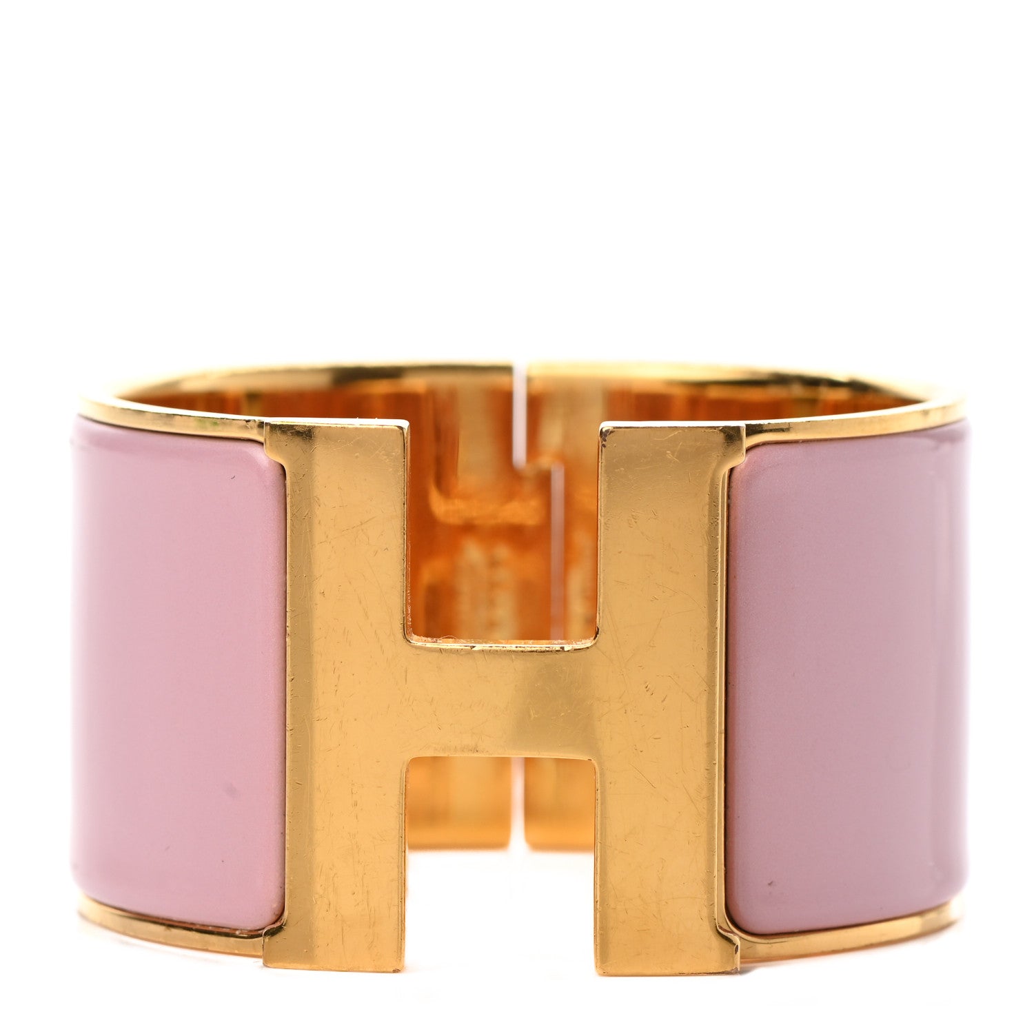 Hermes Enamel Extra Wide Clic Clac H Bracelet PM Rose Poudre 1 of 4