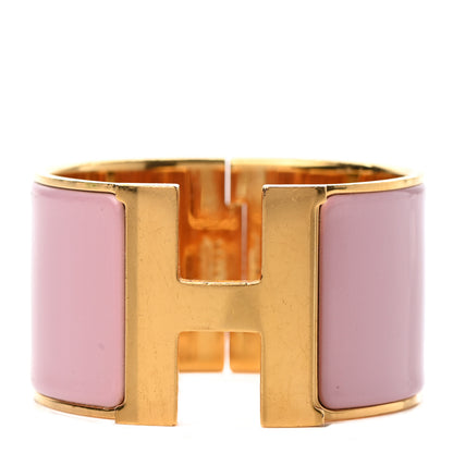 Hermes Enamel Extra Wide Clic Clac H Bracelet PM Rose Poudre 1 of 4