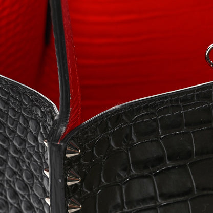 Christian Louboutin Crocodile Embossed Calfskin Spiked Small Cabarock Shopper Tote Black 15 of 16