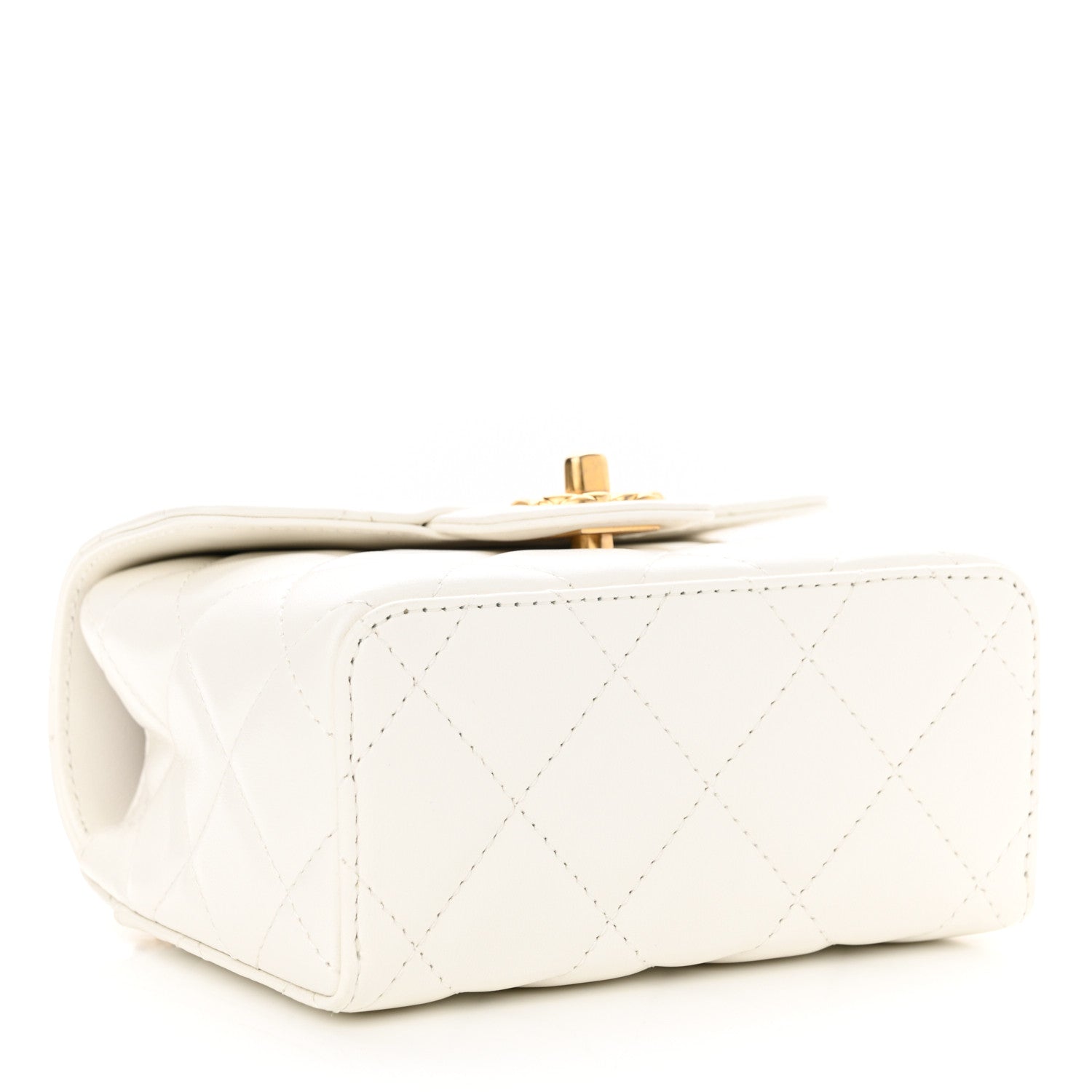 Chanel Lambskin Handle Crush Top Handle Flap Bag White 4 of 11