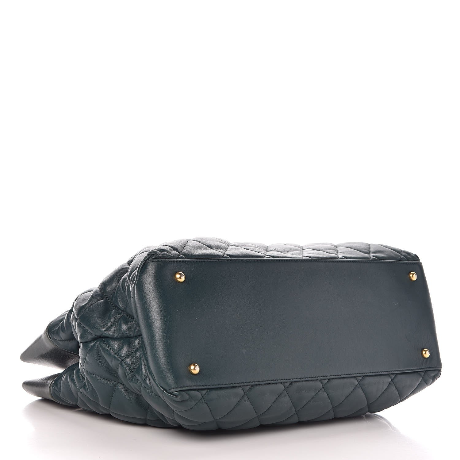 Chanel Calfskin Quilted Large Soft Elegance Tote Green 4 of 12