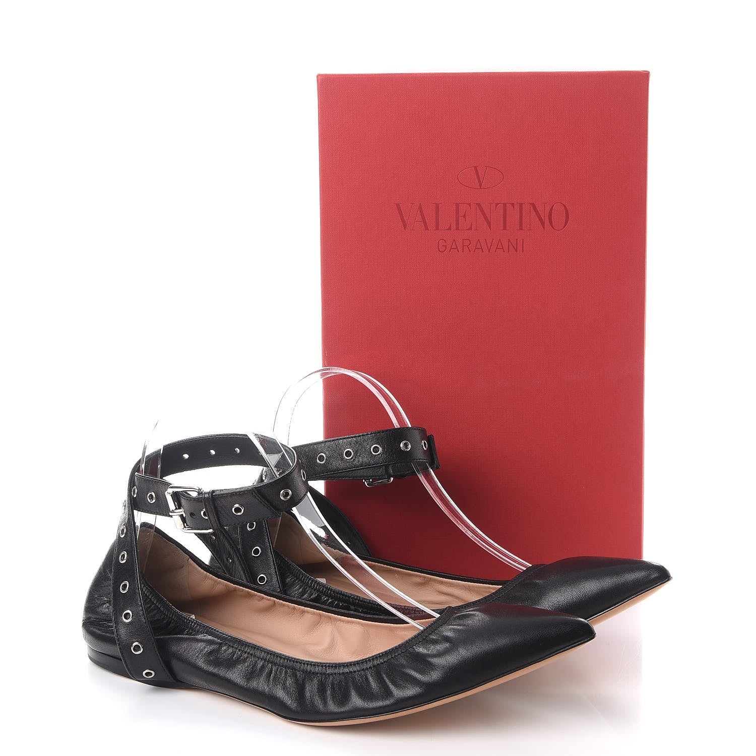 Valentino Garavani Lambskin Love Latch Ankle Wrap Flats 41 Nero Black 11 of 11