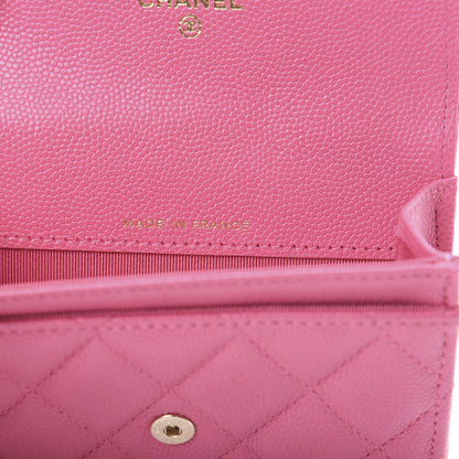 Chanel Caviar Quilted Flap Card Holder Wallet Pink 7 of 9