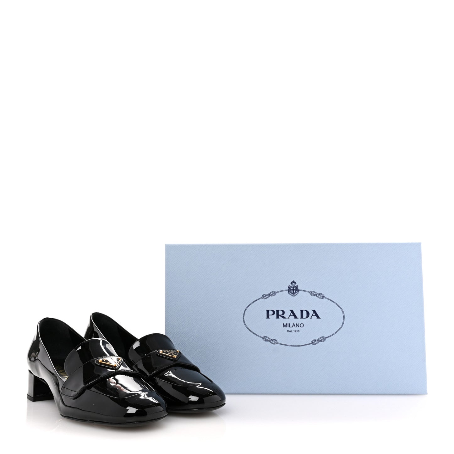 Vernice Metal Triangle Logo 35mm Loafer Pumps 36 Black
