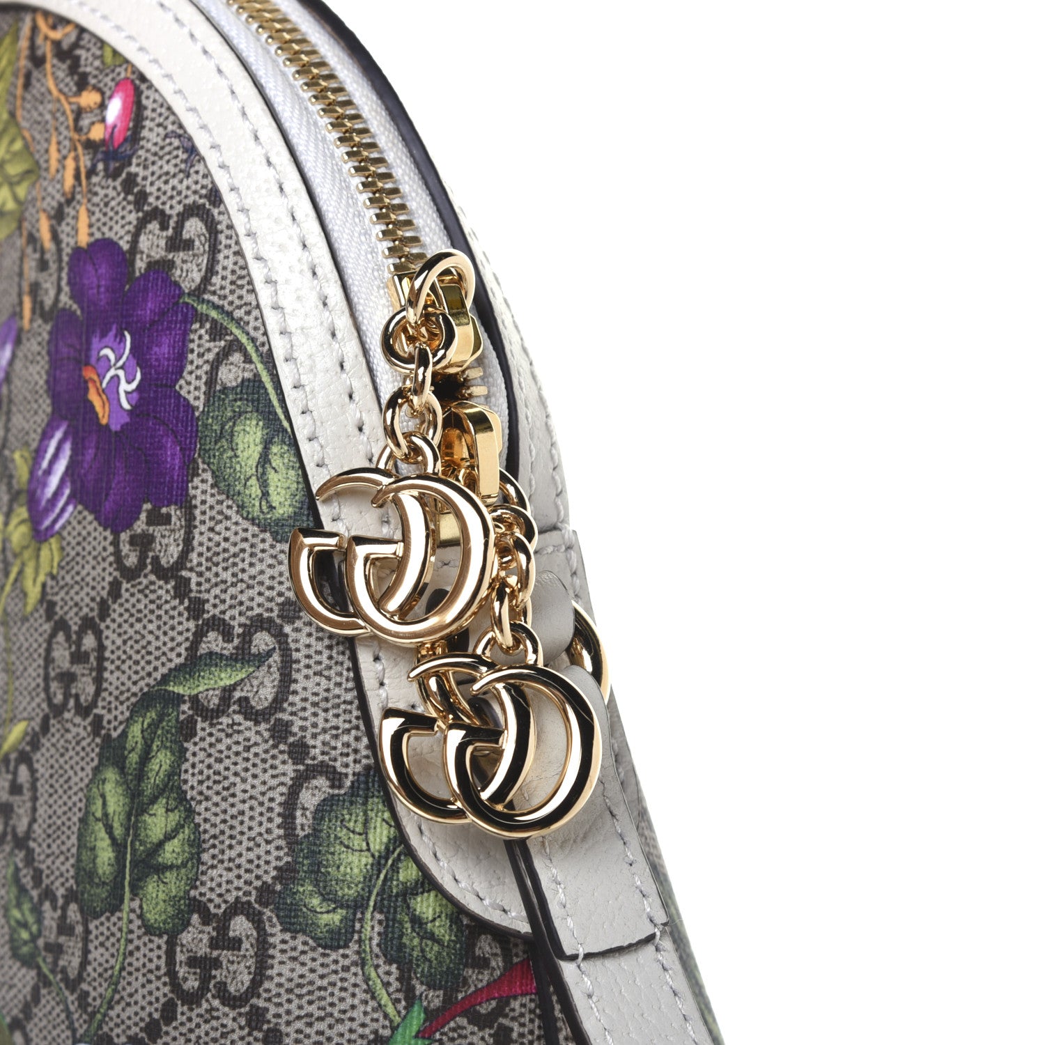 Gucci GG Supreme Monogram Flora Web GG Small Ophidia Dome Shoulder Bag White 13 of 16