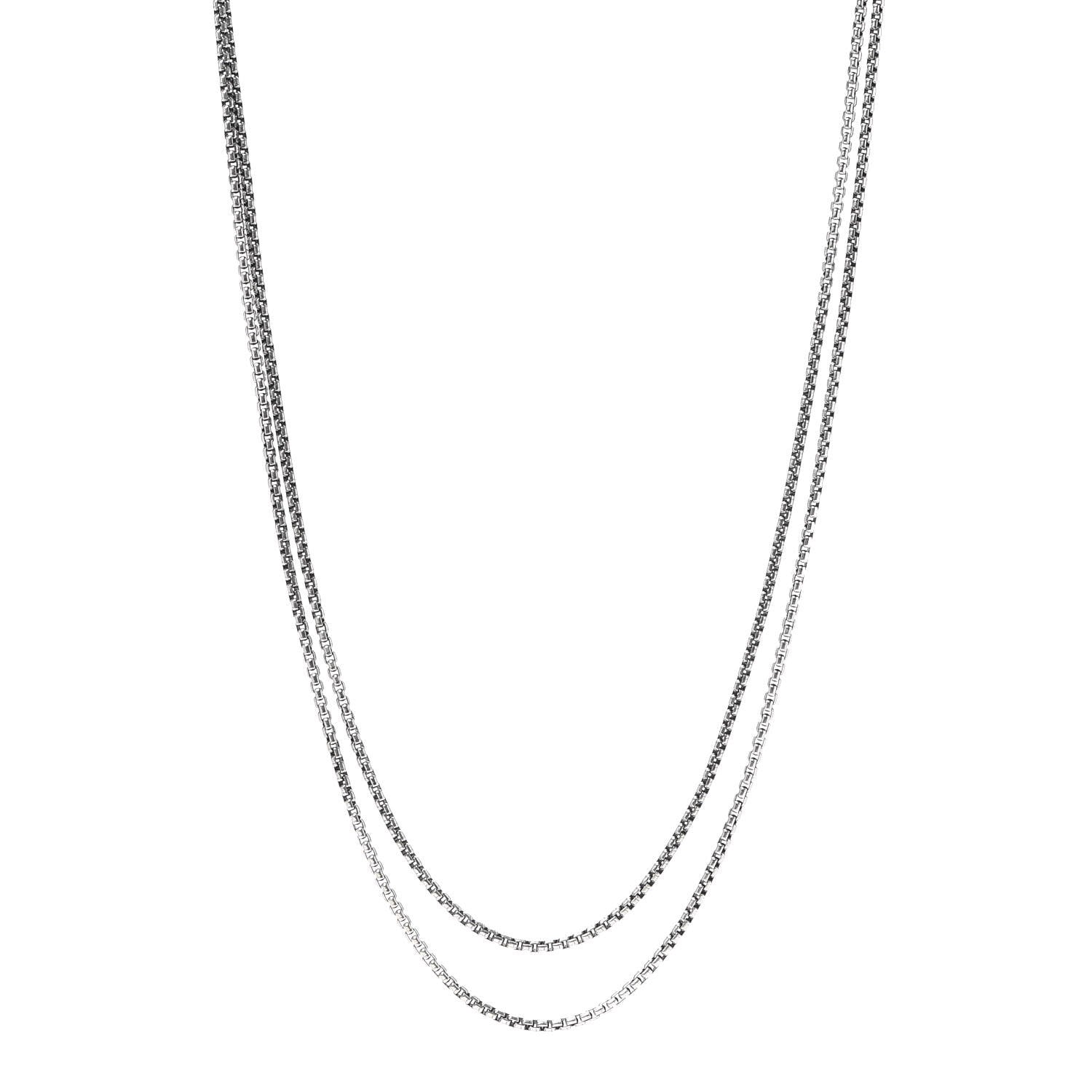 David Yurman Sterling Silver 14K Yellow Gold 2.7mm Box Chain Necklace 72" 1 of 5