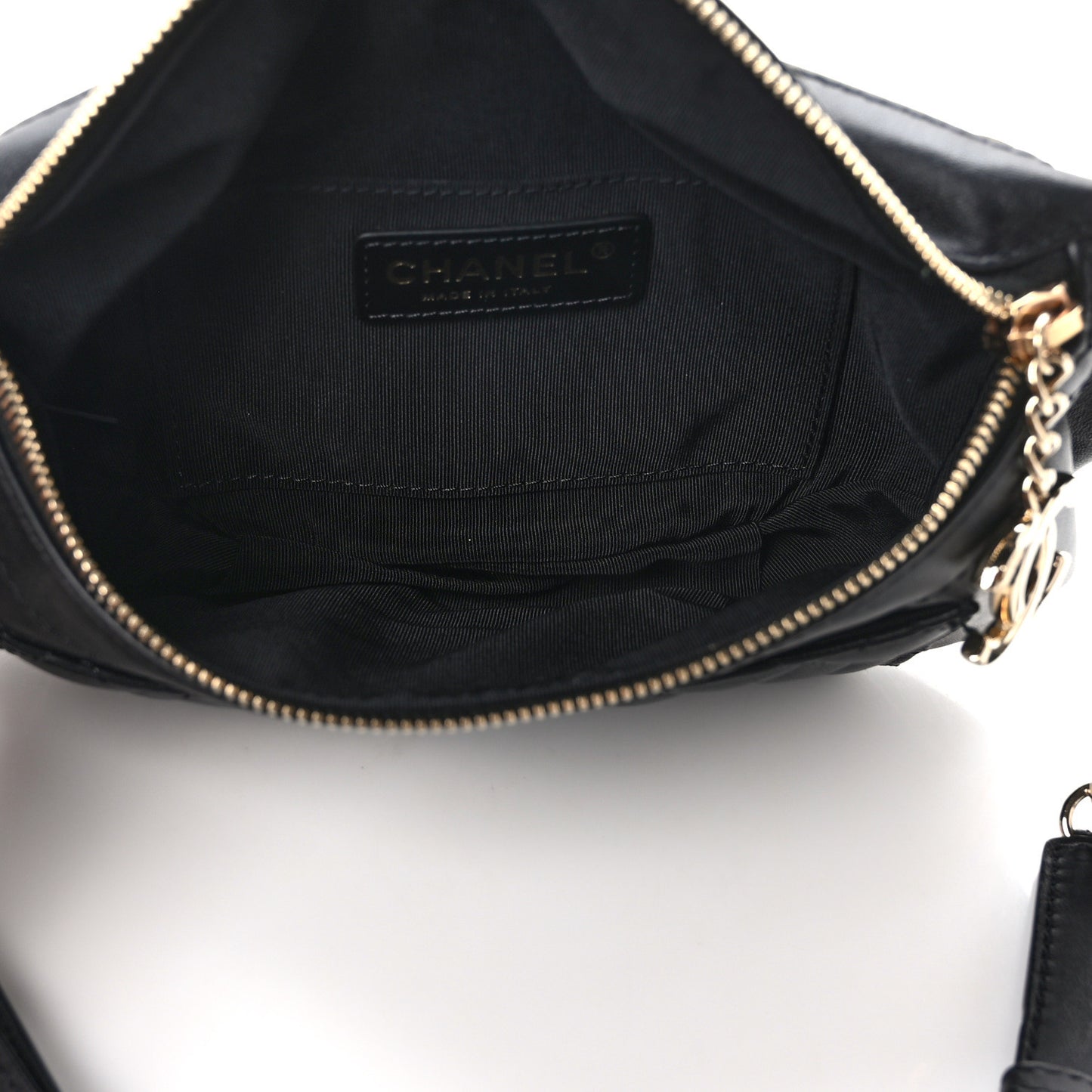 Lambskin Quilted Waist Bag Fanny Pack Black