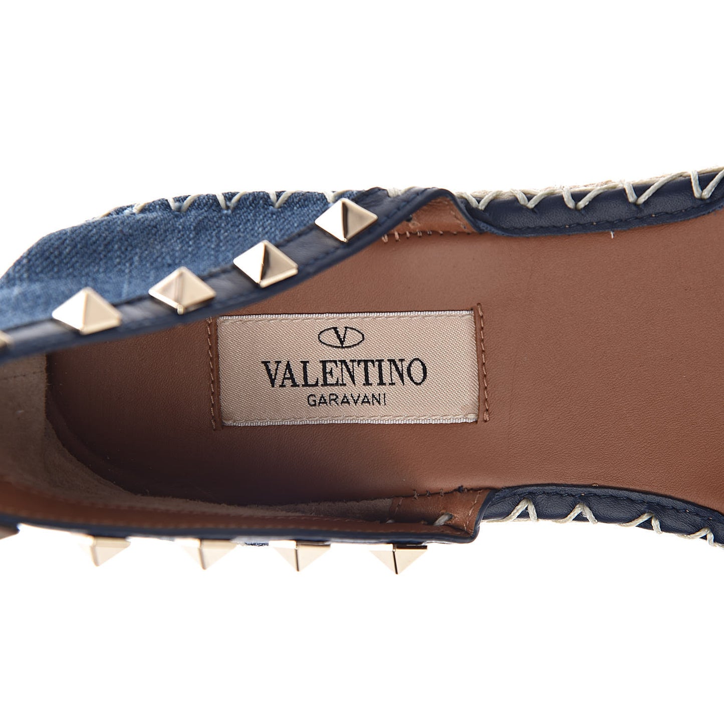 Denim Rockstud Ankle Wrap Espadrille 20mm Flats 39 Light Denim