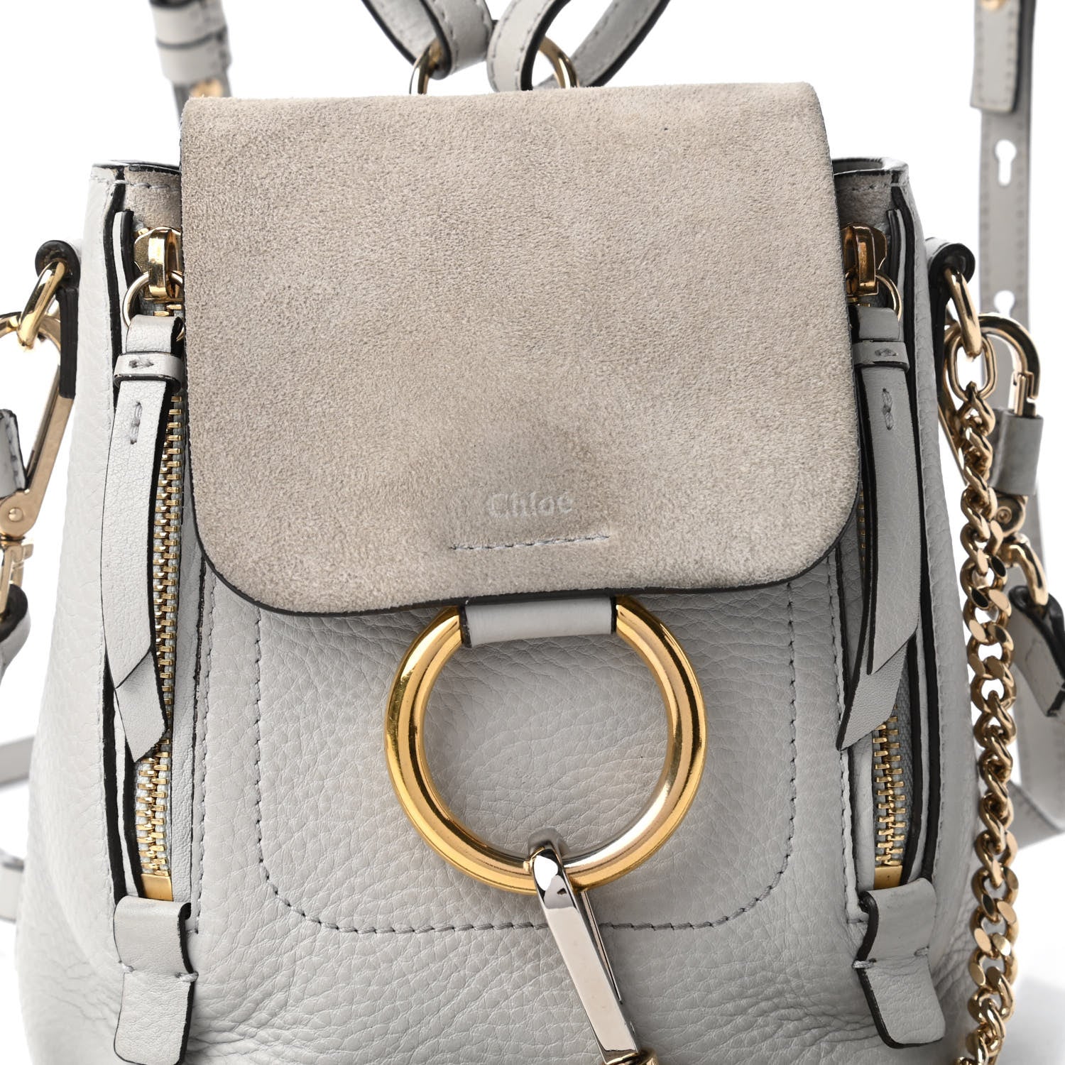 Chloe Suede Calfskin Mini Faye Backpack Airy Grey 10 of 10