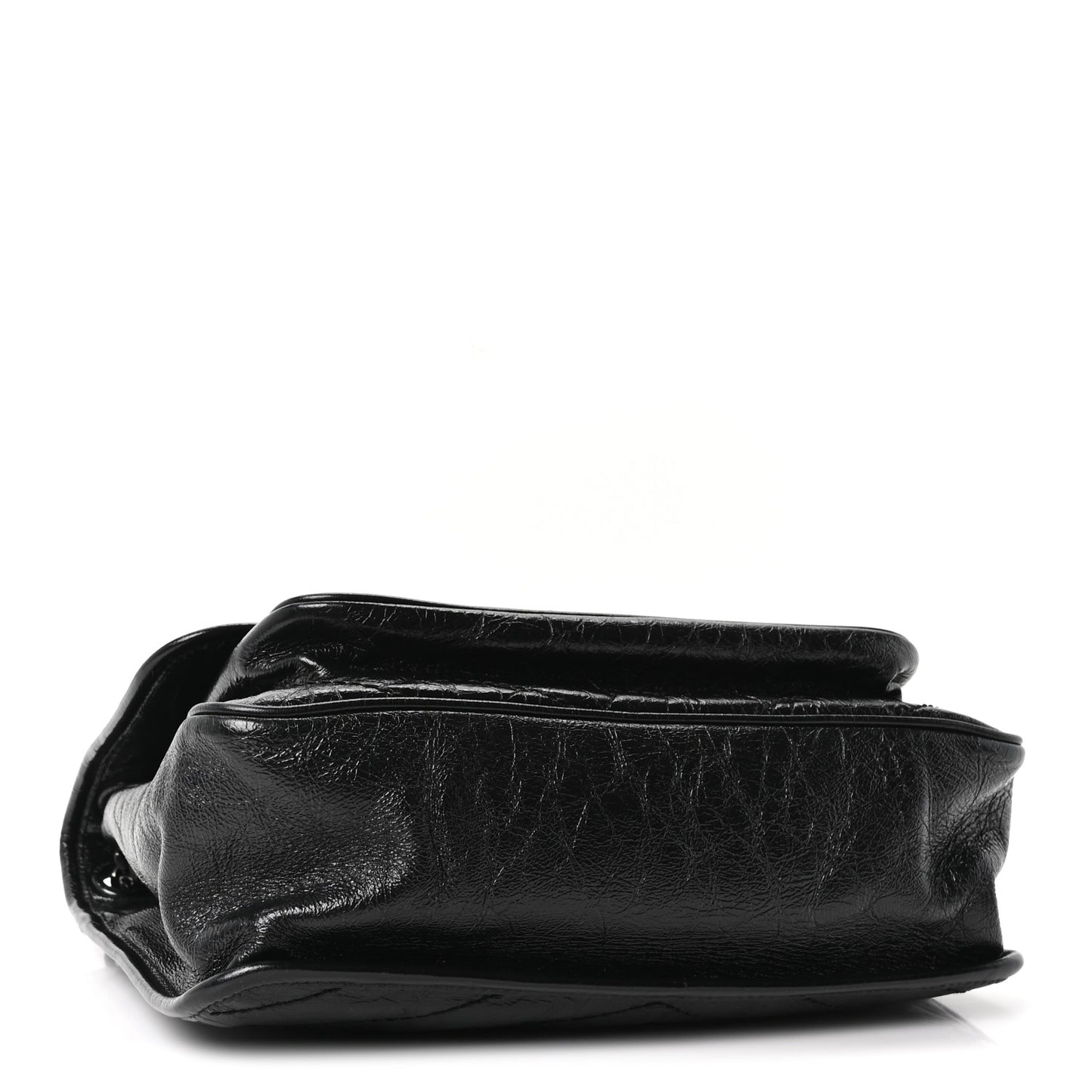 Crinkled Calfskin Matelasse Monogram Medium Niki Chain Satchel Black