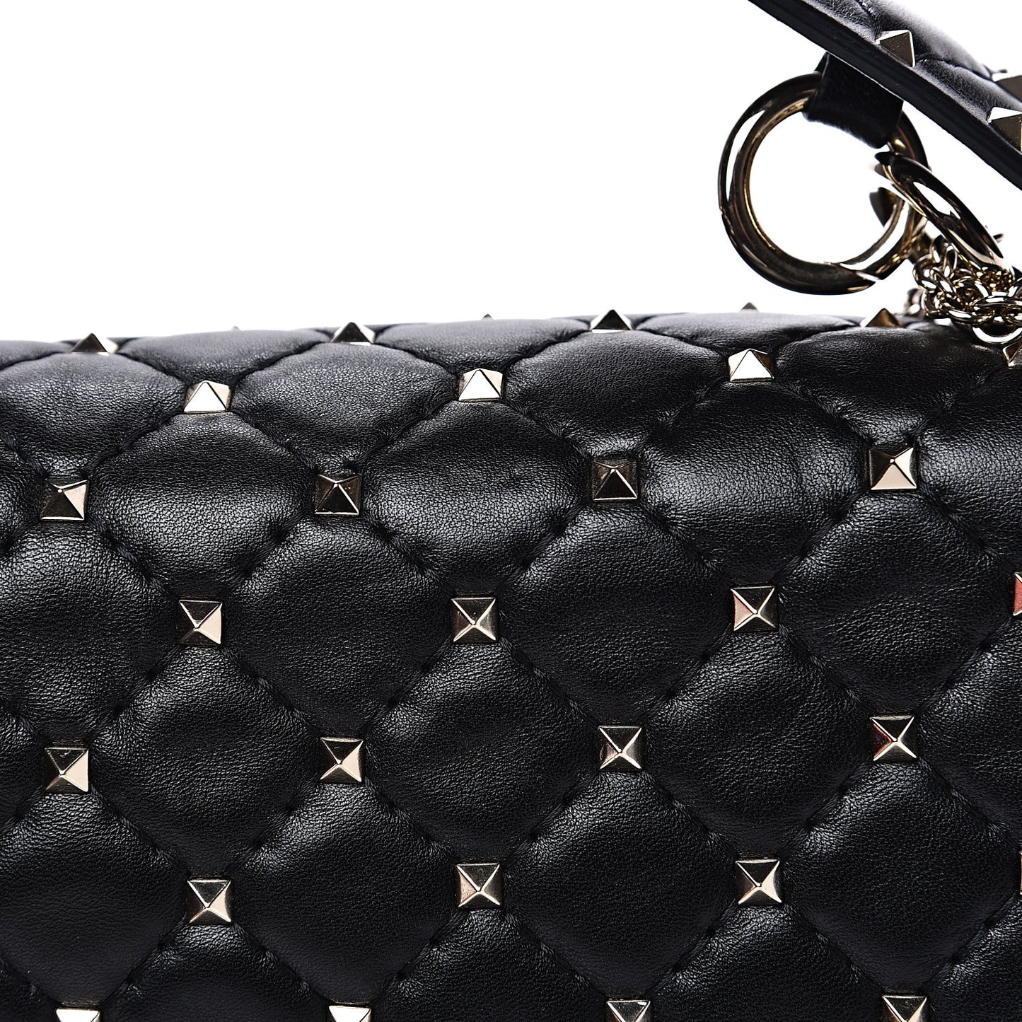 Lambskin Large Rockstud Spike Shoulder Bag Black