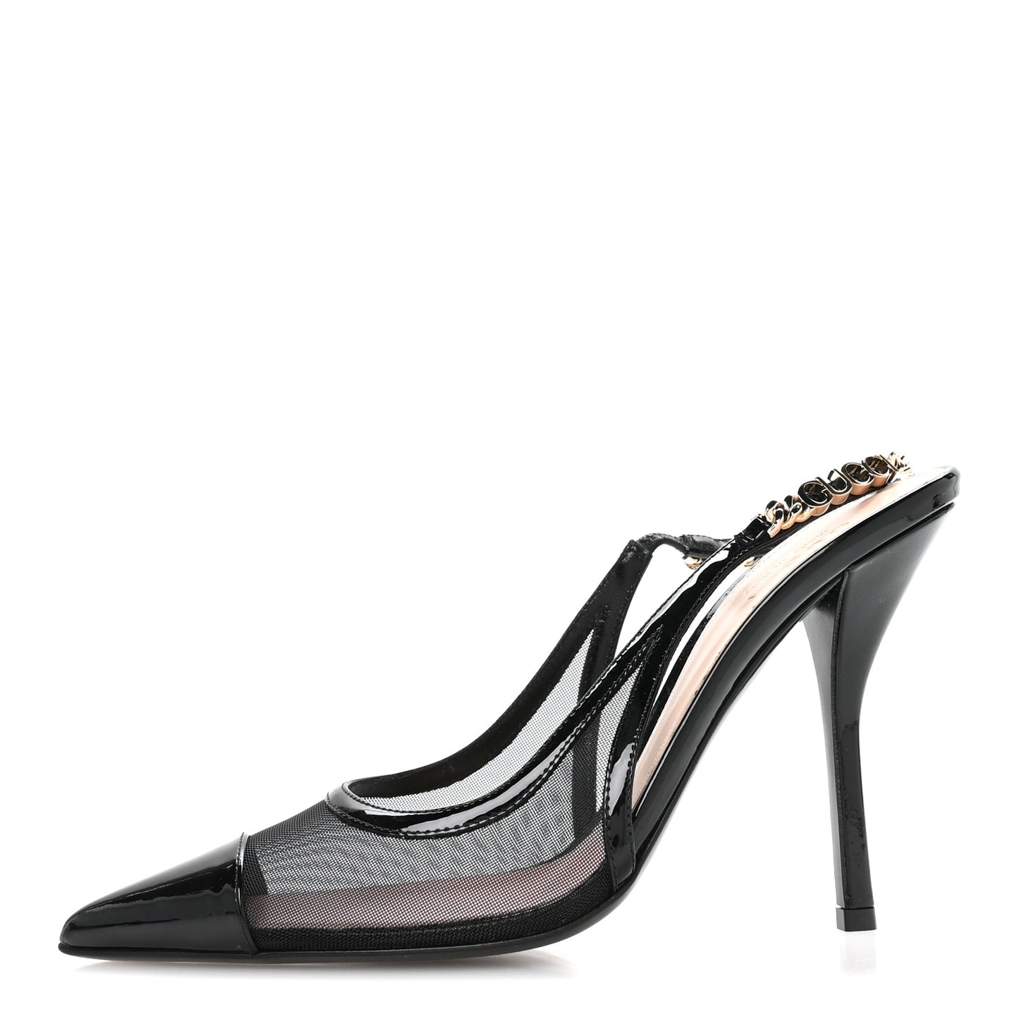 Tela Retino Patent Signoria Slingback Pumps 38 Black