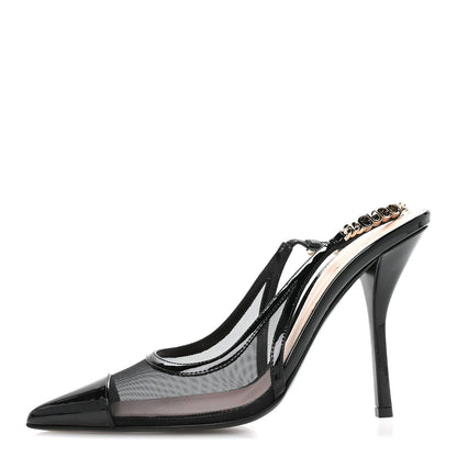 Gucci Tela Retino Patent Signoria Slingback Pumps 38 Black 1 of 8
