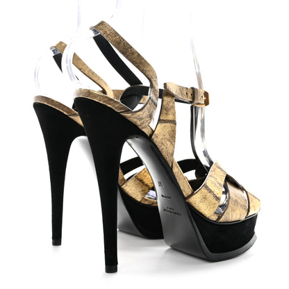 Saint Laurent Metallic Eel Tribute 105 Platform Sandals 37 Gold 4 of 10