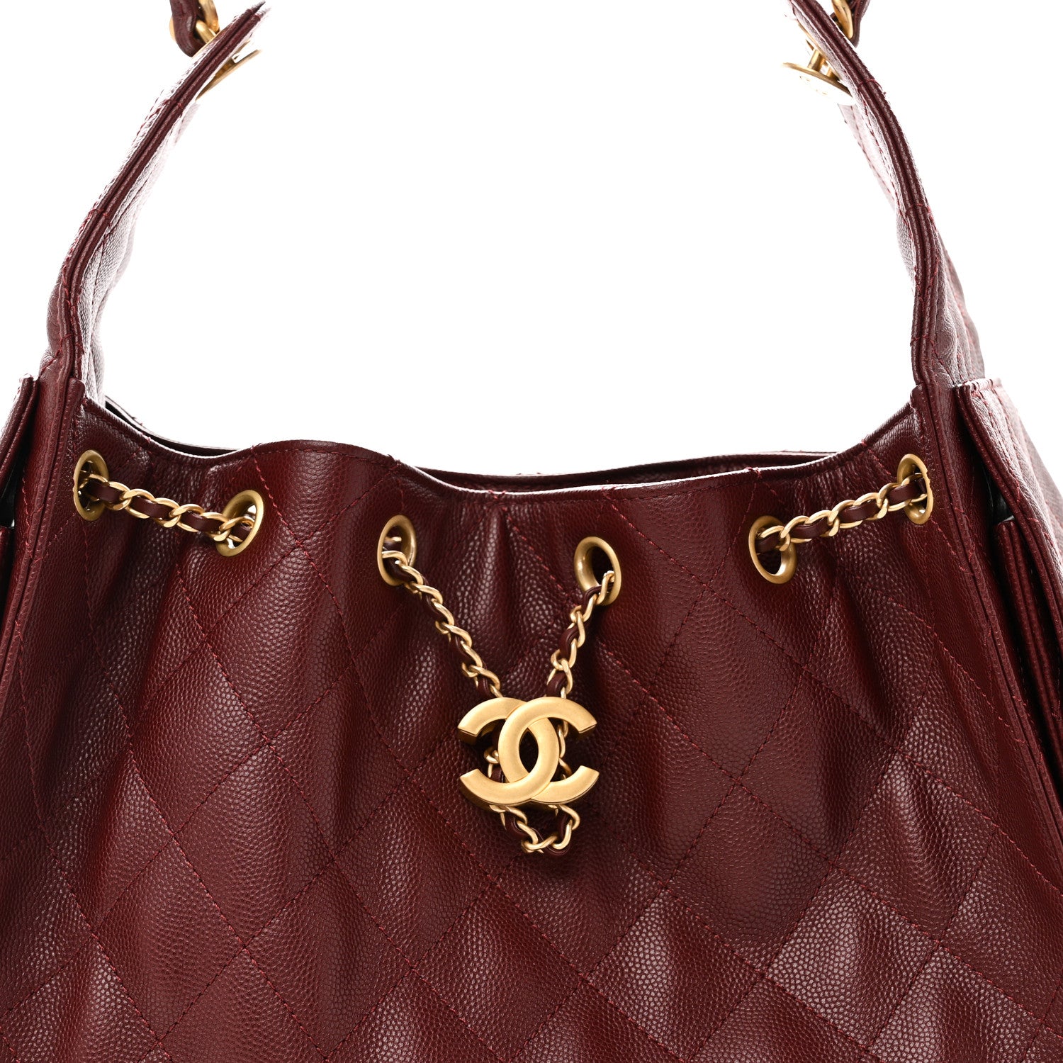 Chanel Caviar Quilted Small Chanel 25 Handbag Burgundy 8 of 10
