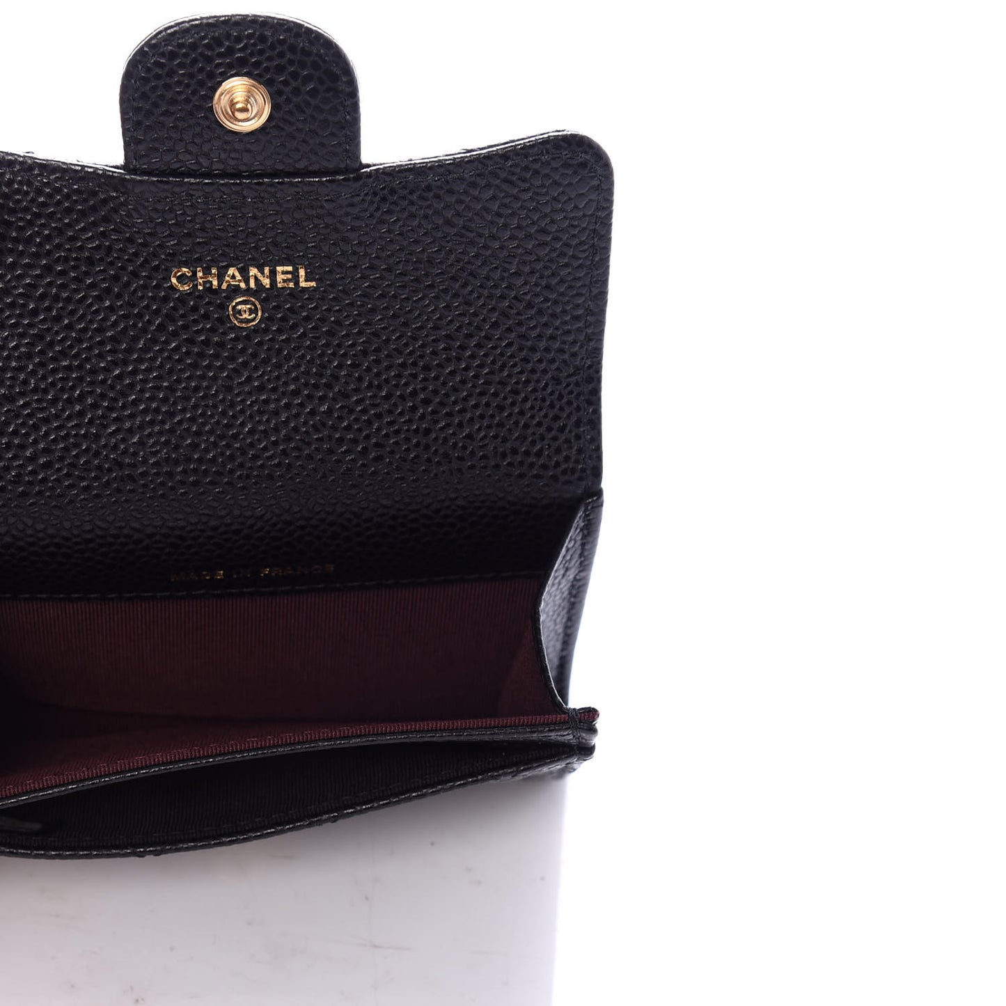 Caviar Quilted Flap Card Holder Black