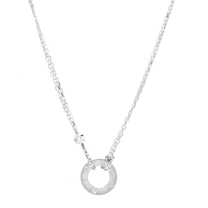 Cartier 18K White Gold 2 Diamond LOVE Necklace 1 of 6