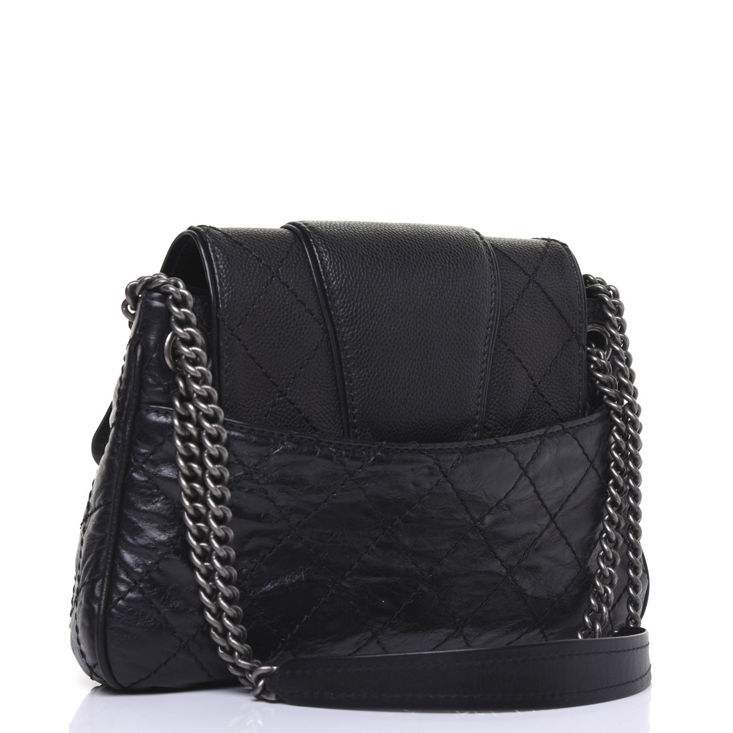 Caviar Aged Calfskin Medium Bubble Graphic Messenger Bag Black