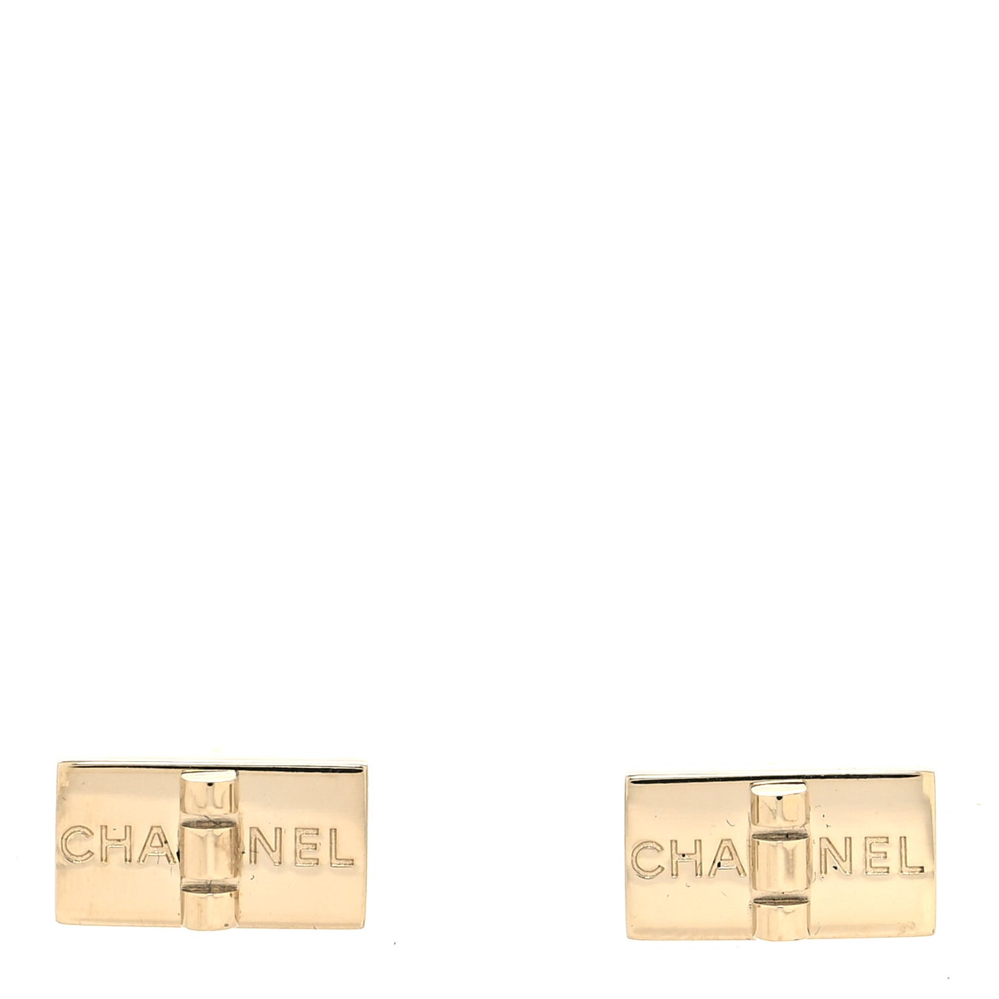 Metal 2.55 Logo Plate Earrings Gold