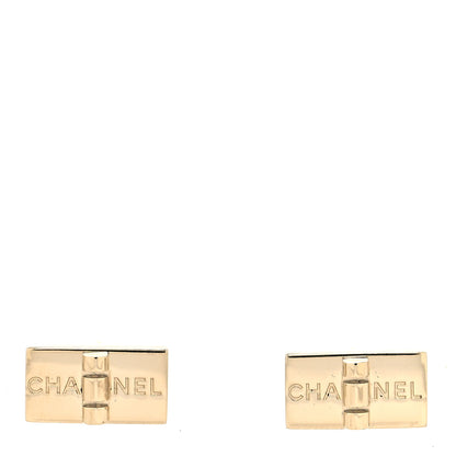Chanel Metal 2.55 Logo Plate Earrings Gold 1 of 4