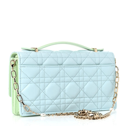Christian Dior Lambskin Cannage Two Tone Mini My Dior Bag Celestial Blue Light Mint 3 of 9