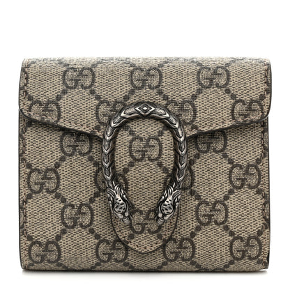 Gucci GG Supreme Monogram Dionysus Card Case Wallet Beige Taupe 1 of 7