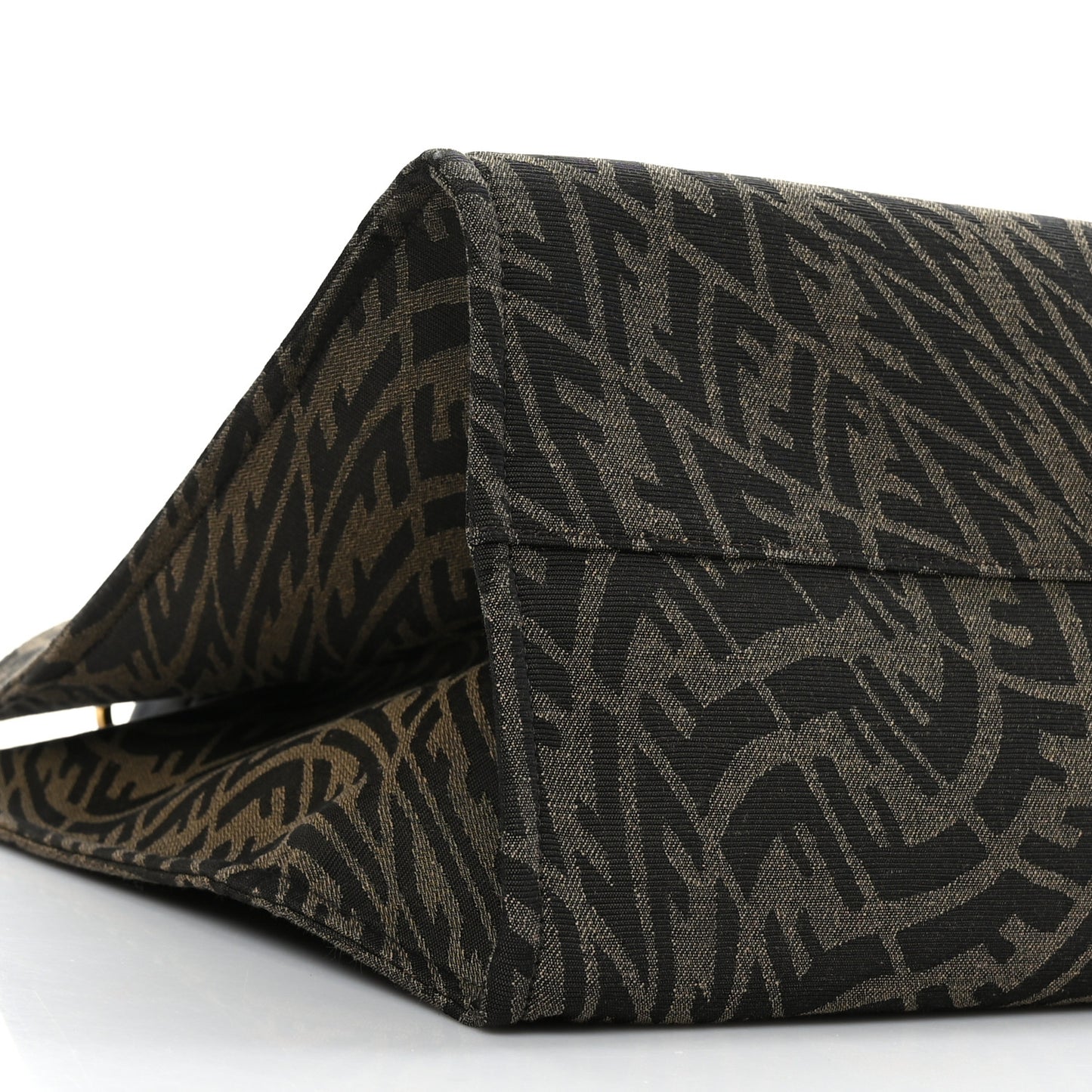 X SARAH COLEMAN Fabric Jacquard Vitello King FF Vertigo Shopping Tote Bag Tobacco Moro Black