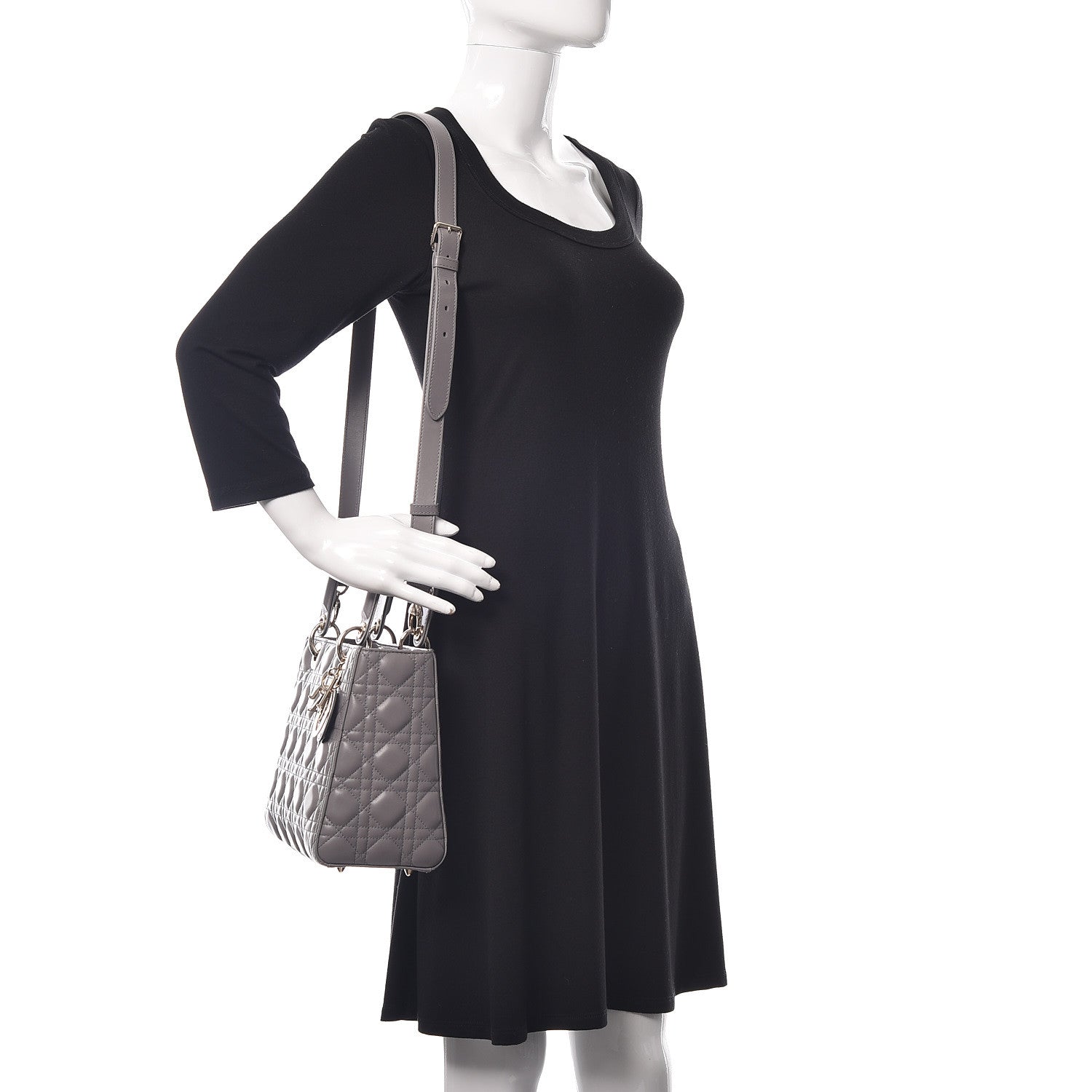 Christian Dior Lambskin Cannage Medium Lady Dior Grey 2 of 15