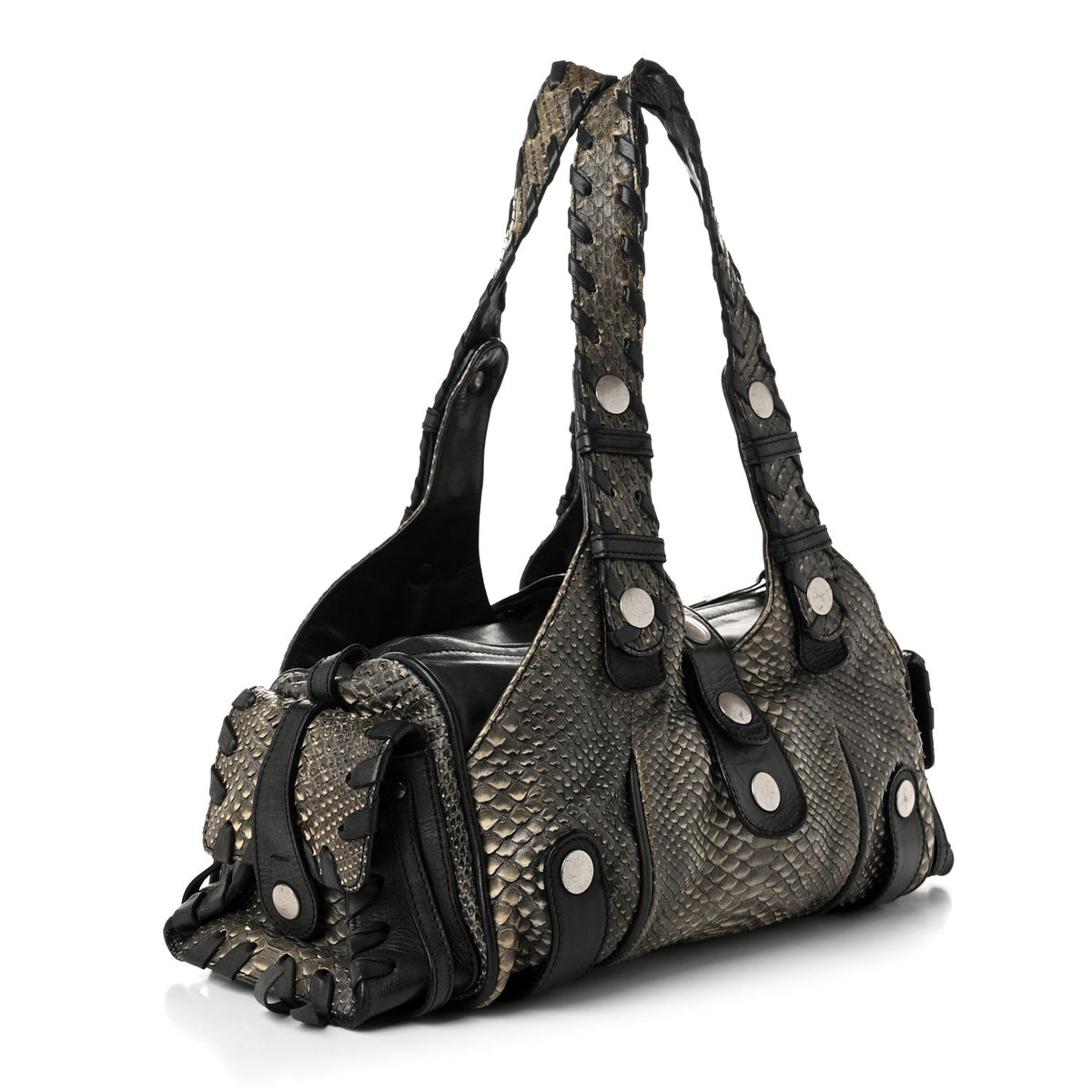 Chloe Snakeskin Calfskin Silverado Shoulder Bag Grey 3 of 10