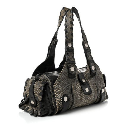 Chloe Snakeskin Calfskin Silverado Shoulder Bag Grey 3 of 10