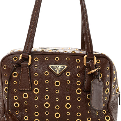 Prada Vitello Daino Grommet Satchel Bruciato 5 of 11
