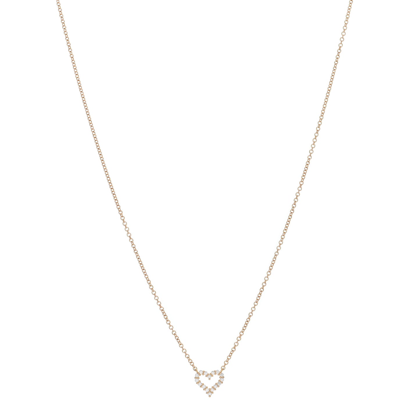 18K Rose Gold Diamond Extra Mini Heart Pendant Necklace