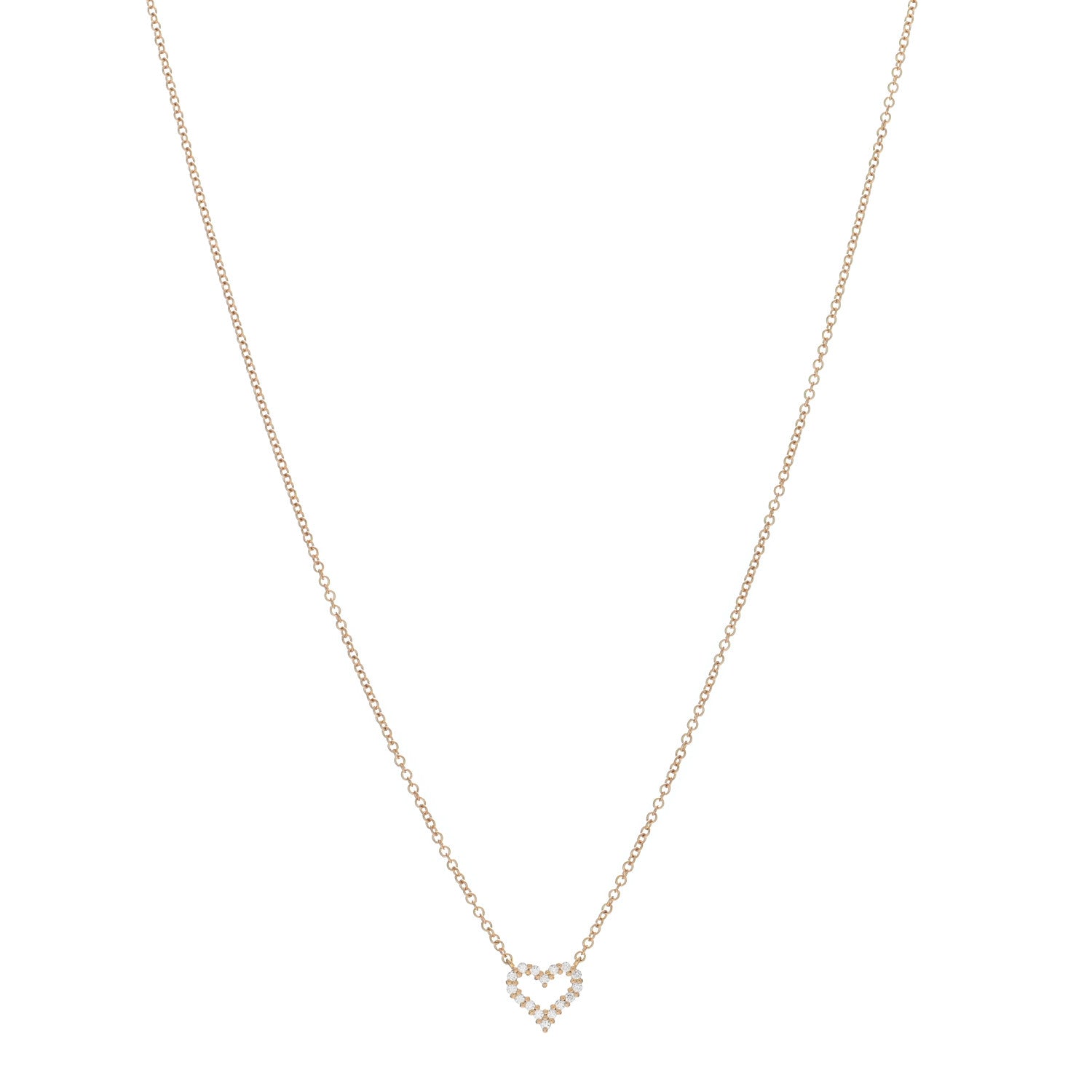 Tiffany 18K Rose Gold Diamond Extra Mini Heart Pendant Necklace 1 of 4
