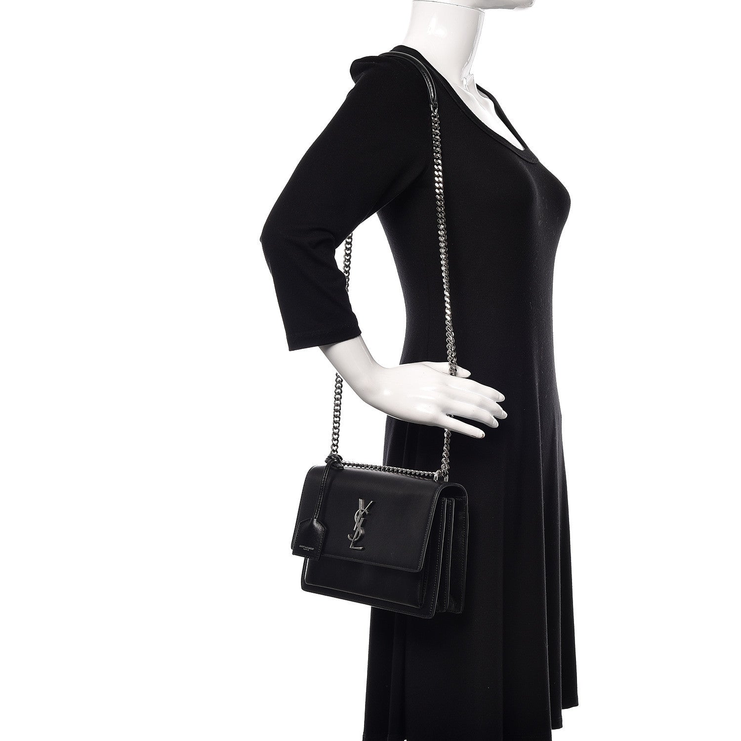 Saint Laurent Calfskin Medium Monogram Sunset Black 2 of 12
