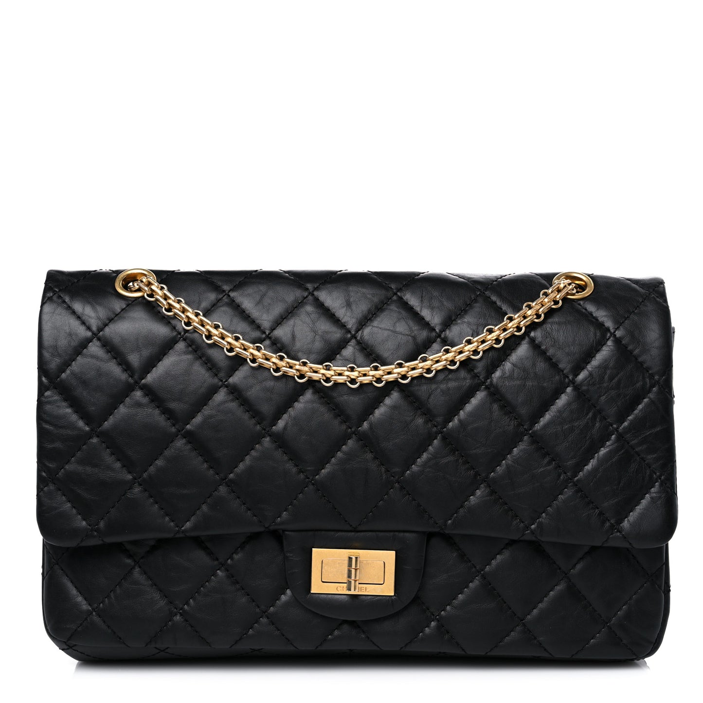 Aged Calfskin Quilted 2.55 Reissue 227 Flap Black