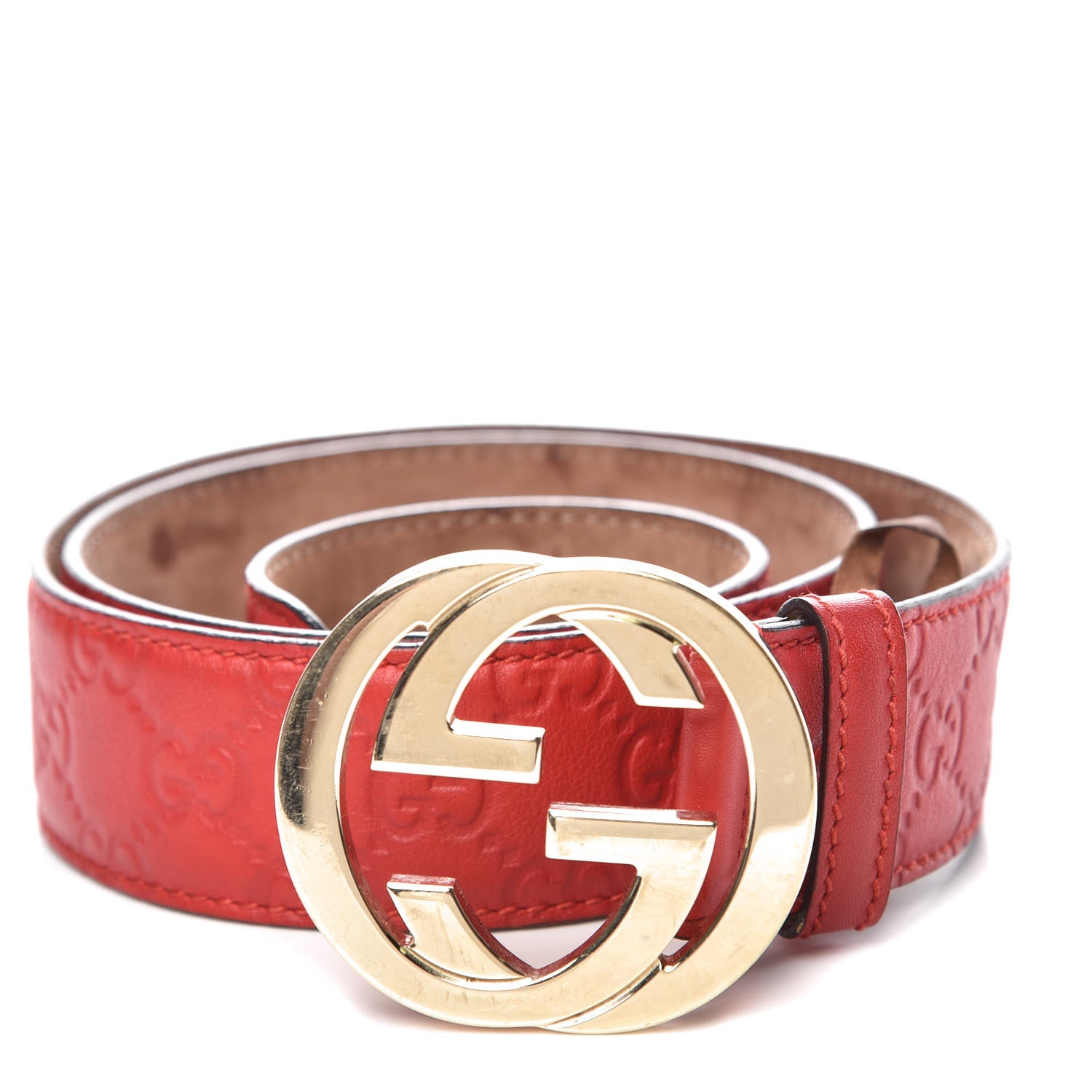 Gucci Guccissima Signature Interlocking G 40mm Belt 90 36 Red 1 of 11